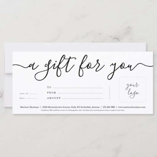 Geschenkgutschein mit Logo | Einfach richtig (Vorderseite)