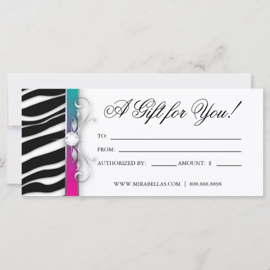 Geschenkgutschein Mode Salon Juwelier Blau Pink (Rückseite)