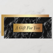Geschenkgutschein | Modernes dunkles Marmorgoldene (Vorne/Hinten)