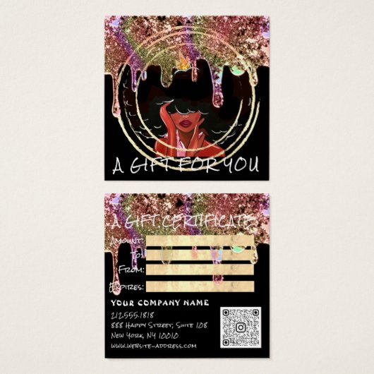 Geschenkgutschein Nail Haarschminke Tropfen Schwar (Vorne & Hinten)