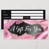 Geschenkgutschein "Pink Agate Black Foil" (Vorne/Hinten)