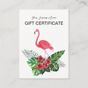 Geschenkgutschein "Pink Flamingo Tropical Floral" Rabattkarte