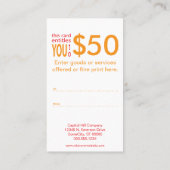 Geschenkgutschein rainbowBurst Rabattkarte (Rückseite)