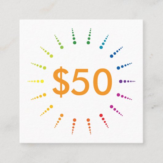 Geschenkgutschein RegenbogenBurst Rabattkarte (Vorderseite)