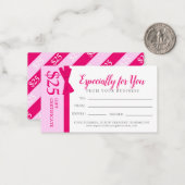 Geschenkgutschein "Rosa Band Bogen" $25 Geschenkgu Mitteilungskarte (Vorderseite/Rückseite Beispiel)