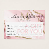 Geschenkgutschein Rosa Gold Glitzer Agate (Vorderseite)