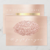 Geschenkgutschein Rosa Rose Gold Kiss Beauty Studi (Vorne/Hinten)