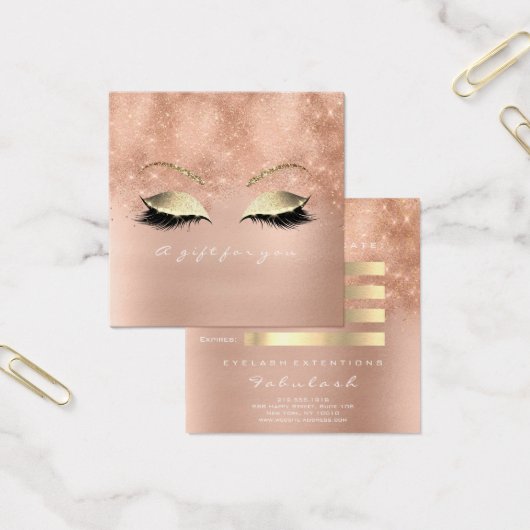 Geschenkgutschein Rose Glitzer Gold Lashes Makeup  (Büro)