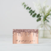 Geschenkgutschein Rose Gold Glitzer Tropfen Visitenkarte (Stehend Vorderseite)