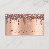 Geschenkgutschein Rose Gold Glitzer Tropfen Visitenkarte (Vorderseite)