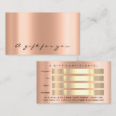 Geschenkgutschein Rose Gold Metal Elegante Mindest Visitenkarte (Vorne/Hinten)