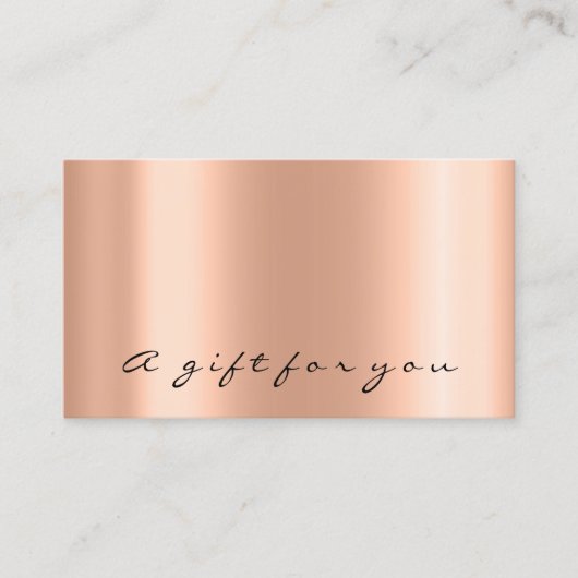 Geschenkgutschein Rose Gold Metal Elegante Mindest Visitenkarte (Vorderseite)