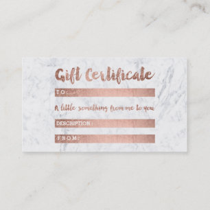 Geschenkgutschein rose gold Schönheitsskript Marmo Rabattkarte