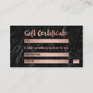 Geschenkgutschein Rose Gold Typografie schwarzer M Rabattkarte