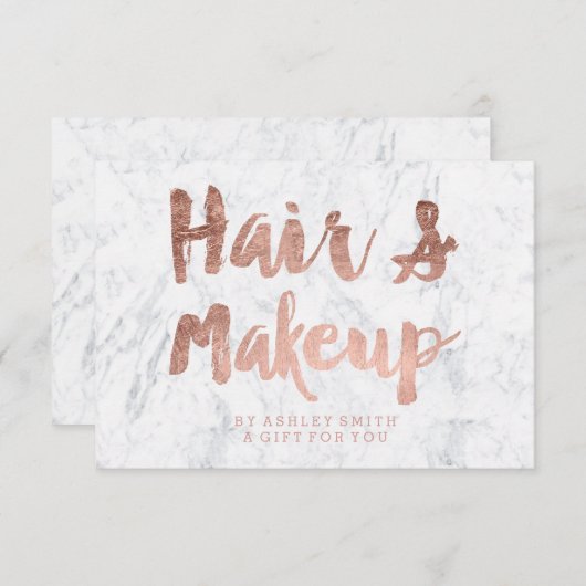 Geschenkgutschein Rose Goldtypografie Weißmarmor (Vorne/Hinten)