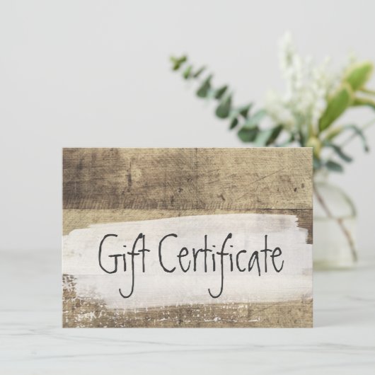 Geschenkgutschein Rustic Holz Shabby Grunge Vintag (Stehend Vorderseite)