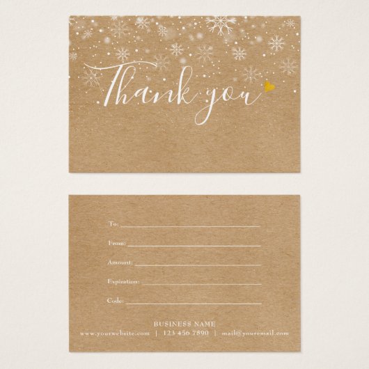 Geschenkgutschein Rustic Kraft Vielen Dank (Vorne & Hinten)