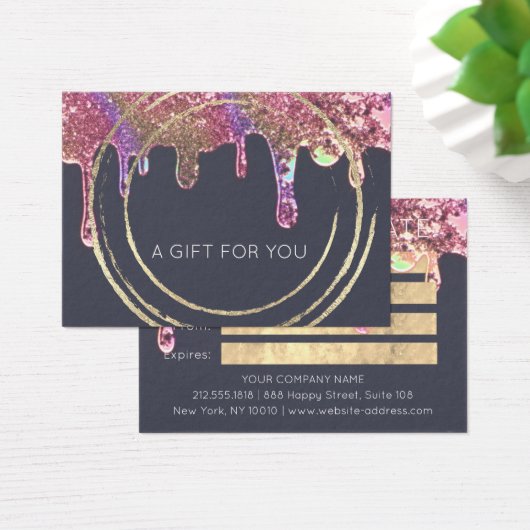 Geschenkgutschein Schönheitshaar Makeup Gold Tropf (Schreibtisch)