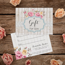 Geschenkgutschein Shabby Chic florales rustikales 