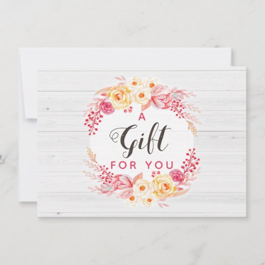 Geschenkgutschein Shabby Chic Rose & rustikale Blu (Vorderseite)