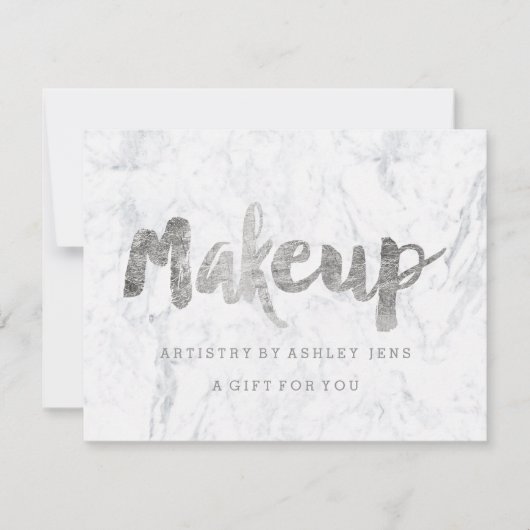 Geschenkgutschein Silber Make-up Skript weiß Marmo (Vorderseite)