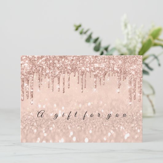 Geschenkgutschein Tropfen Rose Gold Umschlag Einladung (Stehend Vorderseite)