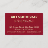 Geschenkgutschein Visitenkarte (Rückseite)