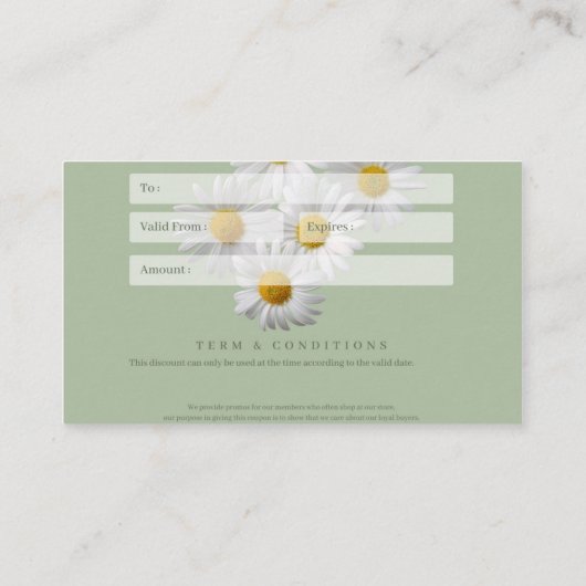 Geschenkgutschein Visitenkarte (Rückseite)