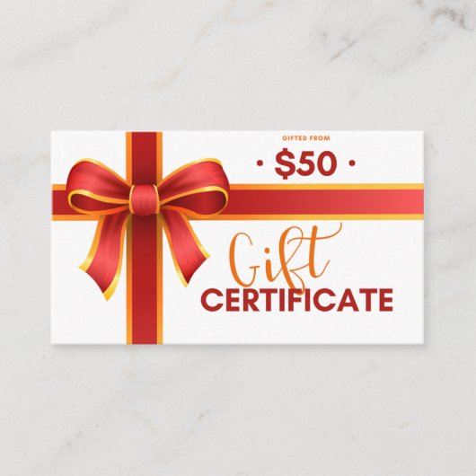 Geschenkgutschein Visitenkarte (Vorderseite)