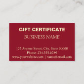 Geschenkgutschein Visitenkarte (Rückseite)
