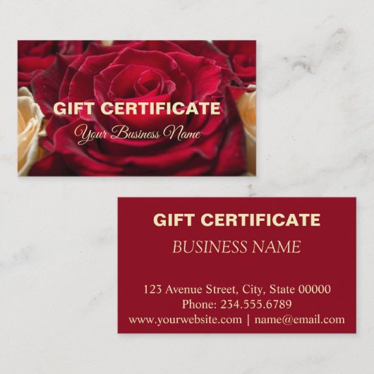 Geschenkgutschein Visitenkarte (Vorne/Hinten)