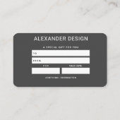 Geschenkgutschein von Molten Dreams Visitenkarte (Rückseite)