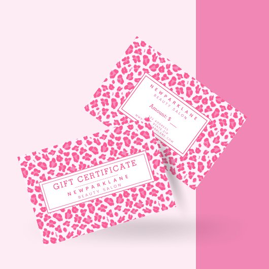 Geschenkgutschein von rosa Leopard Visitenkarte