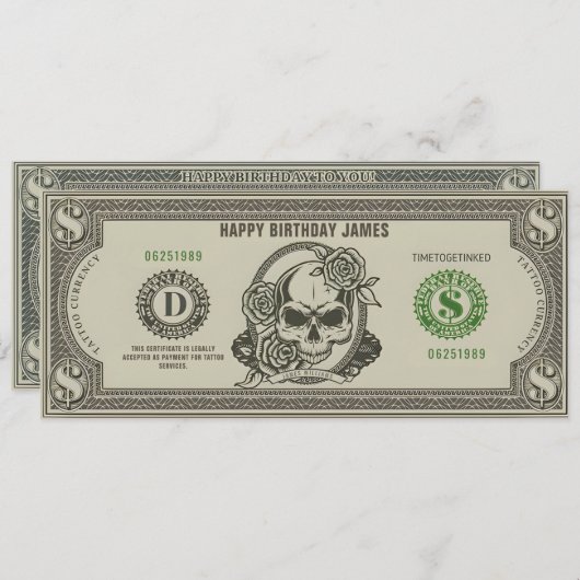 Geschenkgutschein von Tattoo Einladung (Vorne/Hinten)