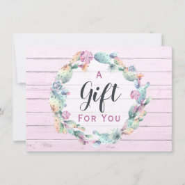 Geschenkgutschein Wasserfarben Sukkulent Cactus Bo