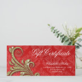 Geschenkgutschein Xmas Salon Glitzer Swirl Red Gol (Stehend Vorderseite)