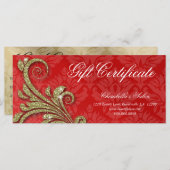 Geschenkgutschein Xmas Salon Glitzer Swirl Red Gol (Vorne/Hinten)