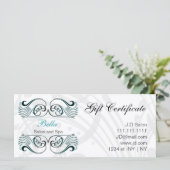 Geschenkgutscheine aus Aqua, Schwarz und Weiß (Stehend Vorderseite)