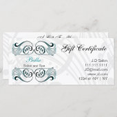 Geschenkgutscheine aus Aqua, Schwarz und Weiß (Vorne/Hinten)