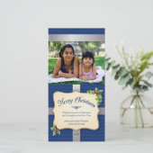 Geschenkgutscheine Blau Zickzack Weihnachten (Stehend Vorderseite)