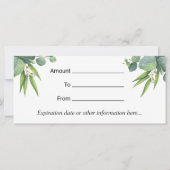 Geschenkgutscheine Botanische Massage Therapie Wel (Rückseite)