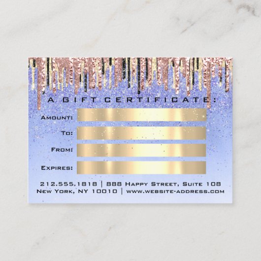 Geschenkgutscheine Friseur Blue Lash Makeup Visitenkarte (Rückseite)