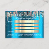 Geschenkgutscheine Friseur Makeup Aquamarin Visitenkarte (Rückseite)