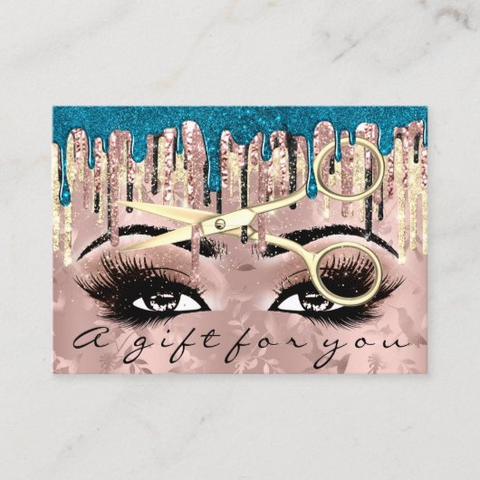 Geschenkgutscheine Friseur Makeup Lashes Rose Visitenkarte (Vorderseite)