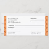 Geschenkgutscheine für Cupcake Shop oder Bäckerei (Rückseite)