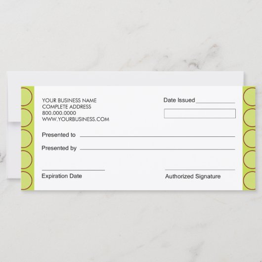 Geschenkgutscheine für Cupcake Shop oder Bäckerei (Rückseite)