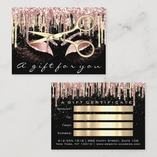 Geschenkgutscheine für die Rose Stylist Visitenkarte (Vorne/Hinten)