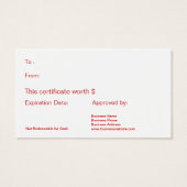 Geschenkgutscheine für Firmenfeiertage (Rückseite)