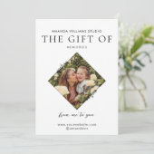 Geschenkgutscheine für Fotografen Feiertagskarte (Stehend Vorderseite)