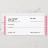 Geschenkgutscheine für Karierte Boutique in Rosa (Rückseite)